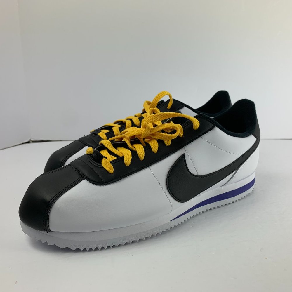 Nike Cortez Basic Leather 'White Black Amarillo' - Picture 3 of 12